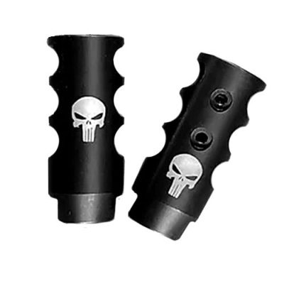 .223/5.56/.22LR Competition Muzzle Brake 1/2x28 TPI Engraved - SKULL