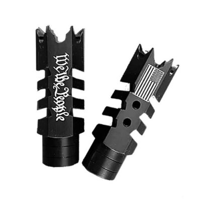 .223/5.56/.22LR Shark Muzzle Brake Engraved  1/2x28 Pitch - WE the PEOPLE/FLAG