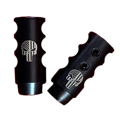 .223/5.56/.22LR Competition Muzzle Brake 1/2x28 TPI Engraved - PUNISHER FLAG