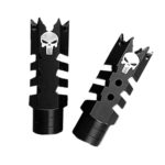 .223/5.56/.22LR Shark Muzzle Brake 1/2x28 Pitch Engraved - SKULL 1