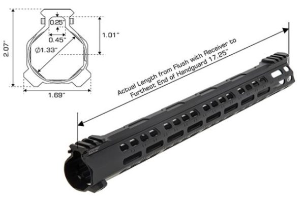 UTG PRO Forerunner 17″ M-LOK Free Float Handguard, Black