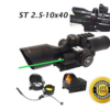 2.5-10×40 Tactical Rifle Scope Combo R/G Mil-Dot Illuminated Green Laser with Red Dot Sight