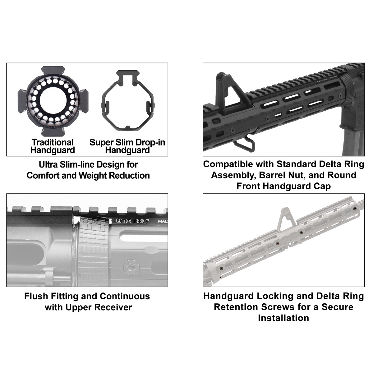UTG PRO® AR-15 Super Slim M-LOK® 15" Drop-In Car. Length Rail - Image 6