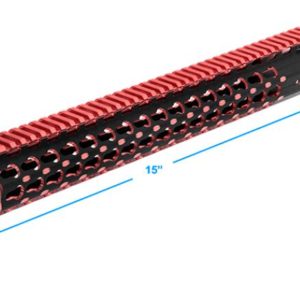 UTG PRO® Keymod AR15 15" Super Slim Rail, Black & Red 2-Tone