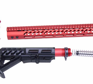 AR-15 ULTRALIGHT SERIES COMPLETE FURNITURE SET (ANODIZED RED)