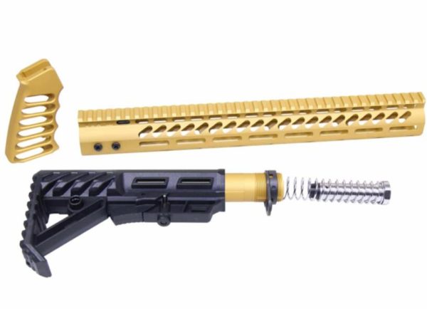 AR-15 ULTRALIGHT SERIES COMPLETE FURNITURE SET (ANODIZED GOLD)