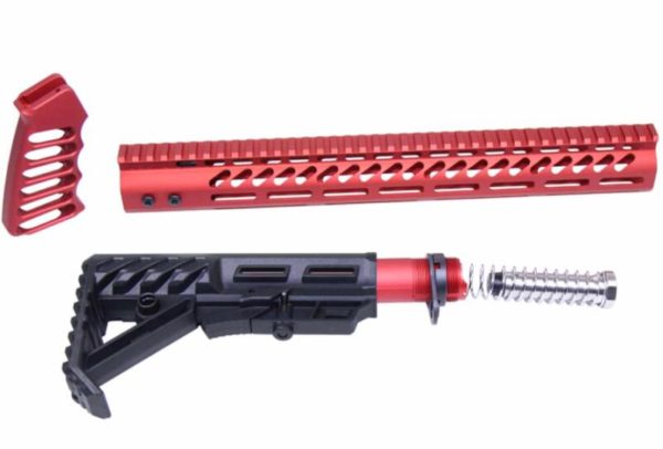 AR-15 ULTRALIGHT SERIES COMPLETE FURNITURE SET (ANODIZED RED)