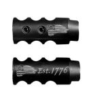 .223/5.56/.22LR Competition Muzzle Brake 1/2×28 Pitch Engraved - 1776 FLAG/EST. 1776