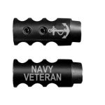 .223/5.56/.22LR Competition Muzzle Brake 1/2×28 Pitch Engraved - ANCHOR NAVY VETERAN