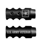 .223/5.56/.22LR Competition Muzzle Brake 1/2×28 Pitch Engraved - U.S. ARMY VETERAN