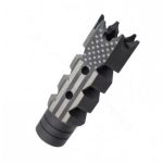 .223/5.56/.22LR Shark Muzzle Brake 1/2x28 Pitch Engraved - U.S. BIG FLAG