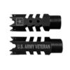 .223/5.56/.22LR Shark Muzzle Brake 1/2×28 Pitch Engraved – U.S. ARMY VETERAN