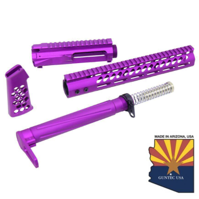 GunTEC - AR-15 ULTRALIGHT SERIES COMPLETE FURNITURE SET W/ MATCHING UPPER RECEIVER - (ANODIZED PURPLE)
