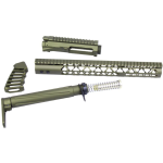 GunTEC - AR-15 Skeletonized Airlite Series Complete Furniture Set w/Matching Upper Receiver (Anodized Green)