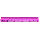 GunTEC - 15″ ULTRA LIGHTWEIGHT THIN M-LOK SYSTEM FREE FLOATING HANDGUARD WITH MONOLITHIC TOP RAIL (ANODIZED PINK)