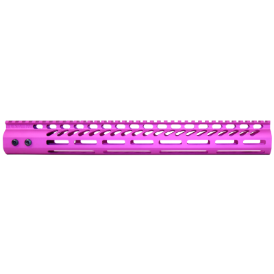 GunTEC - 15″ ULTRA LIGHTWEIGHT THIN M-LOK SYSTEM FREE FLOATING HANDGUARD WITH MONOLITHIC TOP RAIL (ANODIZED PINK)