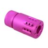 GunTEC: AR-15 MINI SLIP OVER BARREL SHROUD WITH MULTI PORT MUZZLE BRAKE (ANODIZED PINK)