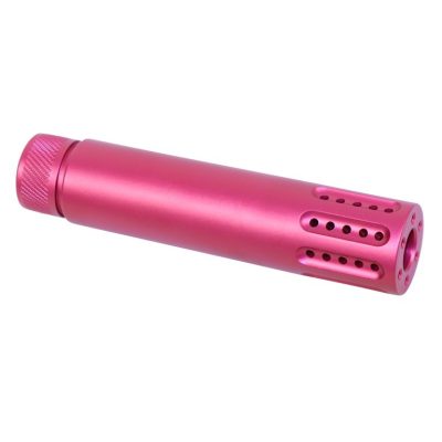 Guntec AR-15 CAL SLIP OVER BARREL SHROUD WITH MULTI PORT MUZZLE BRAKE (ANODIZED ROSE)