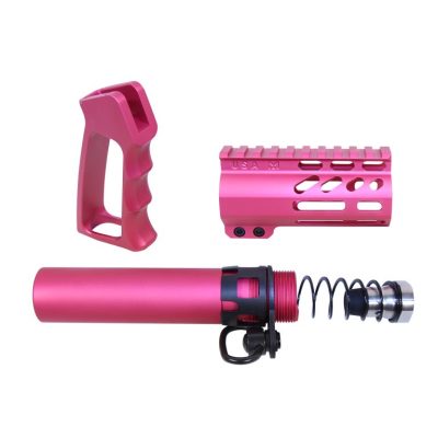 GunTEC - AR-15 MICRO PISTOL FURNITURE SET (ANODIZED ROSE)