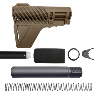 AR Fin Brace Pistol & Buffer Tube Kit (w/FOAM PAD) - FDE