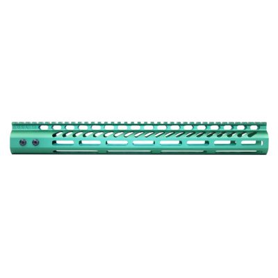 GunTEC - 15″ ULTRA LIGHTWEIGHT THIN M-LOK SYSTEM FREE FLOATING HANDGUARD WITH MONOLITHIC TOP RAIL (ANODIZED IRISH GREEN)