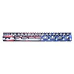 GunTEC - 15″ ULTRA LIGHTWEIGHT THIN M-LOK SYSTEM FREE FLOATING HANDGUARD WITH MONOLITHIC TOP RAIL (Cerakote Battle Worn Flag Finish)