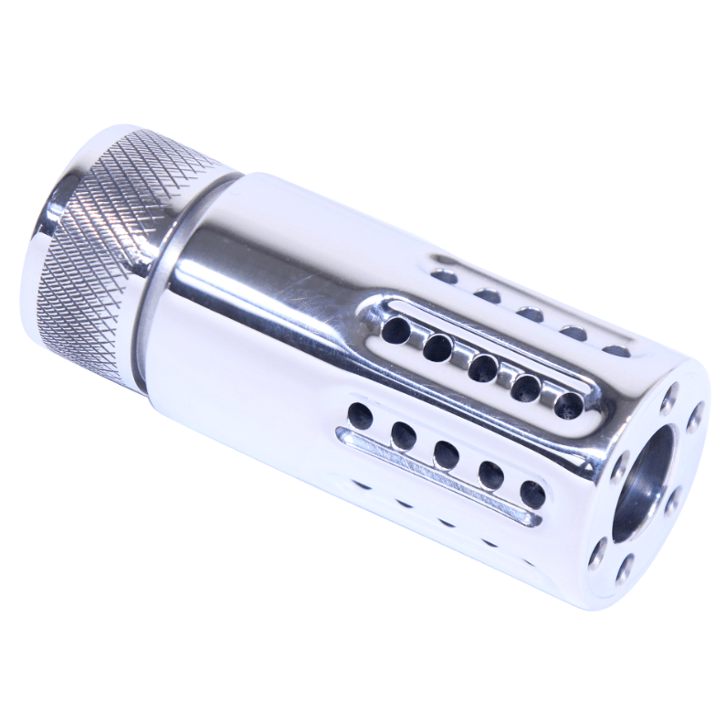 GunTec - AR-15 Micro Slip Over Barrel Shroud with Multi Port Muzzle Brake (High Polish) - Image 2